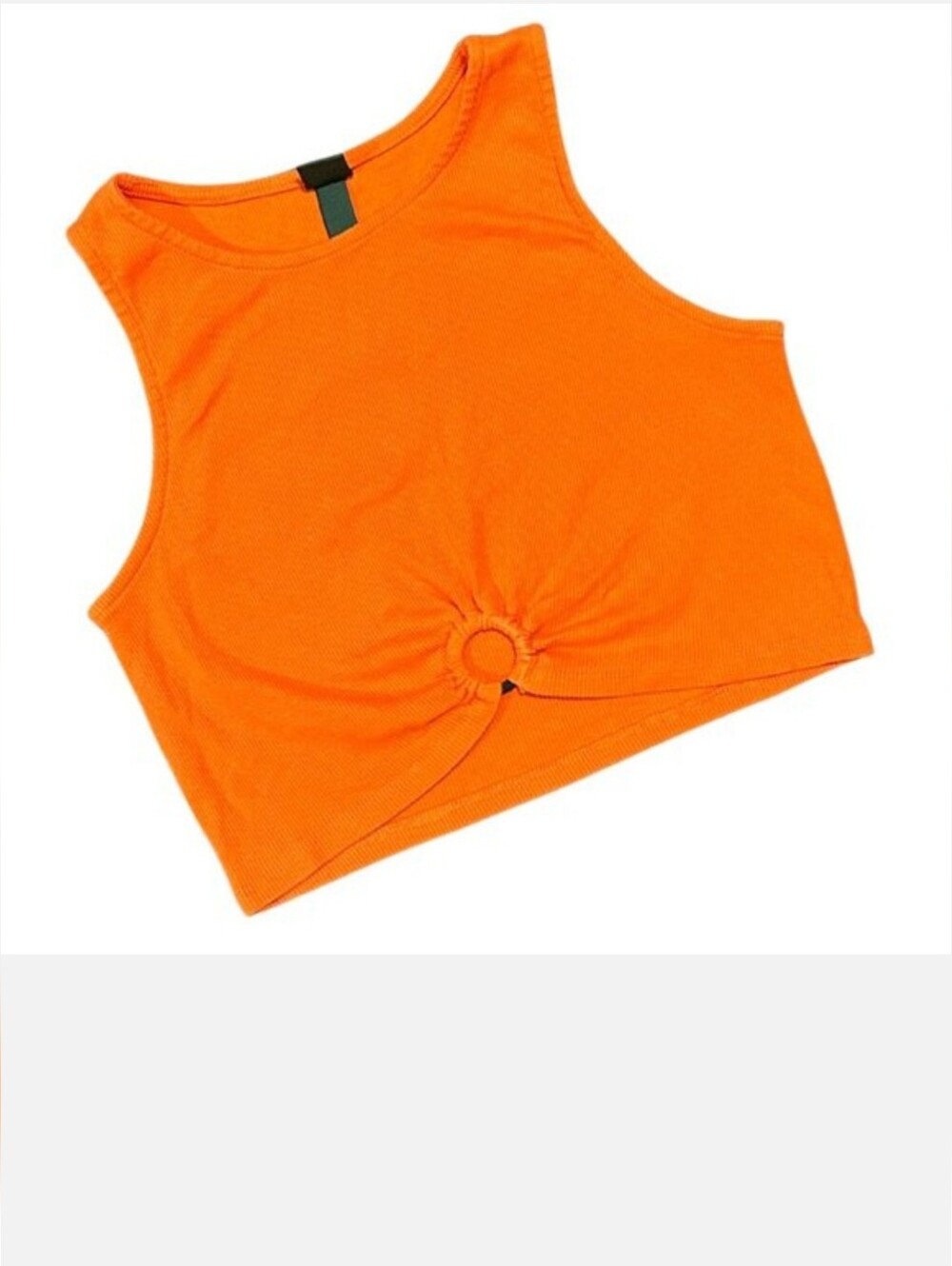 Wild Fable Orange Ribbed Ring Detail Cutoff Crop Top Tank Highneck Size M